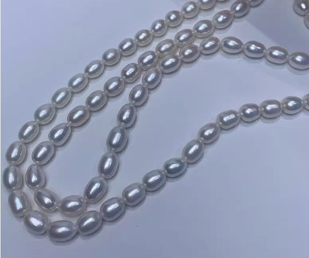 Pearl material :7-7.5mm rice pearls, non-nuclear freshwater pearls