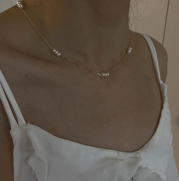 Freshwater Pearl Three Bead Clavicle Necklace