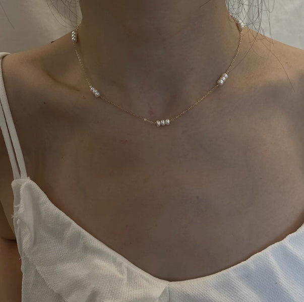 Freshwater Pearl Three Bead Clavicle Necklace