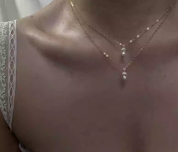 Small mushroom freshwater pearl clavicle necklace