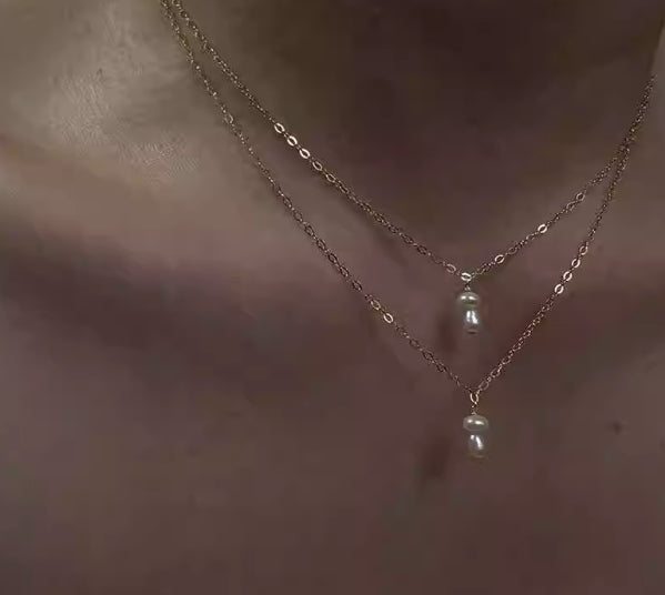 Small mushroom freshwater pearl clavicle necklace