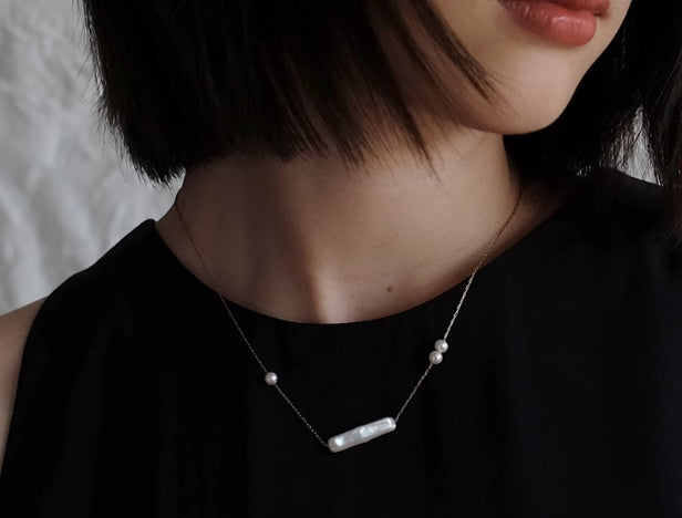 Irregular long freshwater baroque pearl necklace