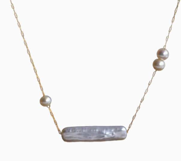 Irregular long freshwater baroque pearl necklace