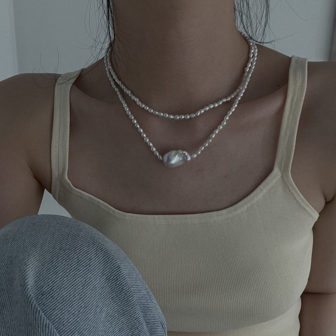 Large baroque double Pearl necklace