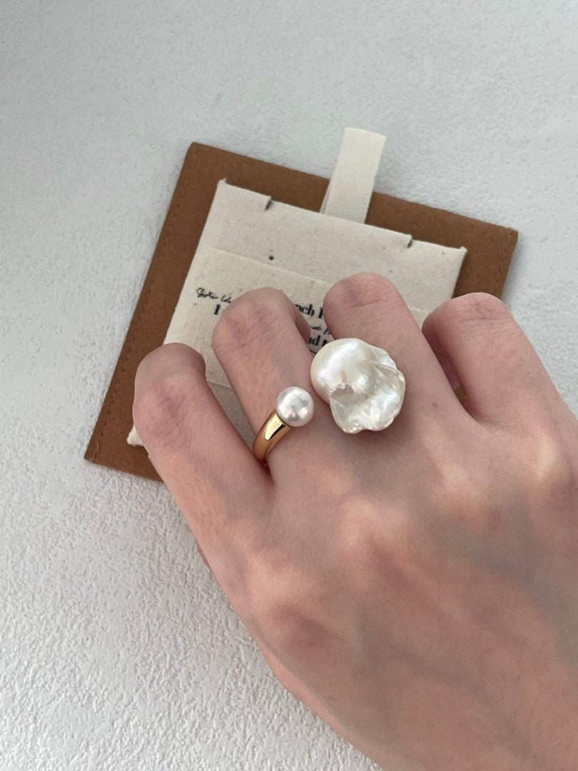 Large Baroque Pearl Open Ring