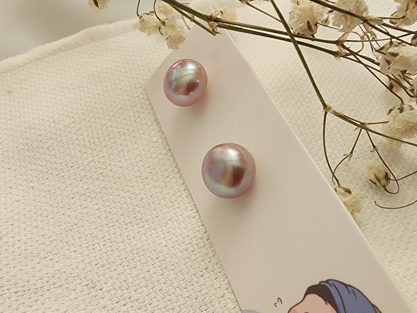 Purple freshwater peals earrings