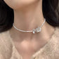 luxury sweet high-grade silver pearl camellia necklace