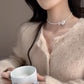 luxury sweet high-grade silver pearl camellia necklace