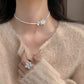 luxury sweet high-grade silver pearl camellia necklace