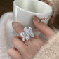 Flower Silver Baroque Pearl Camellia Petal Ring