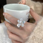 Flower Silver Baroque Pearl Camellia Petal Ring