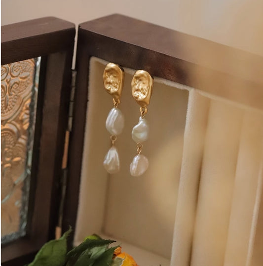Baroque Geometric Pearl Earrings
