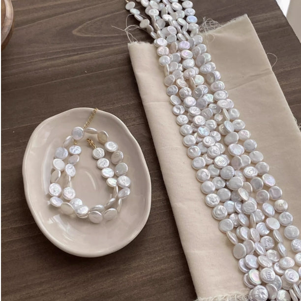 Blue Button Freshwater Baroque Pearl Necklace