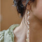 Extra long pearl s925 broken silver sterling silver earrings