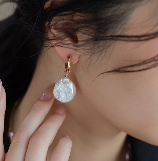 Baroque Large Saucer Pearl Earrings