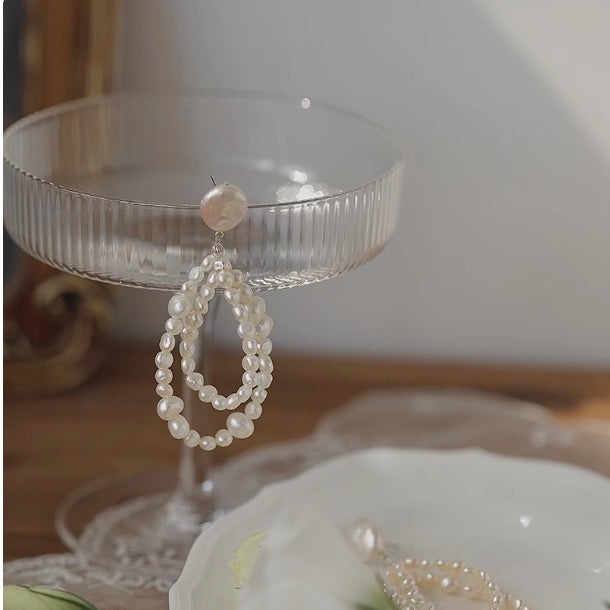 Button Baroque Freshwater Pearl 925 Sterling Silver Drop Earrings