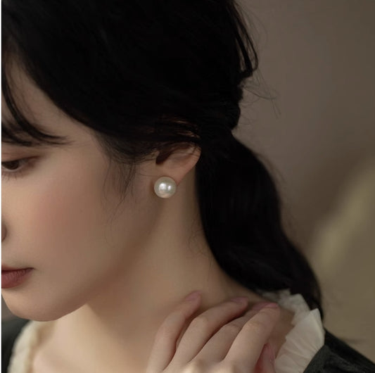 Large size freshwater pearl earrings