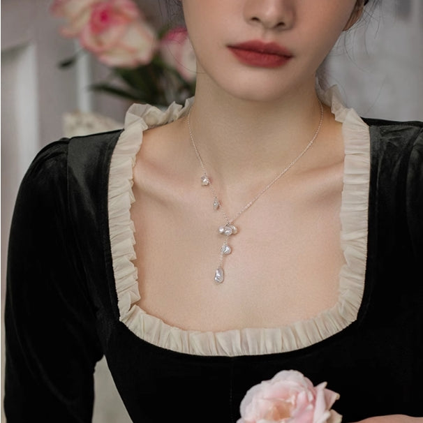 Petal Baroque Pearl and Silver Necklace