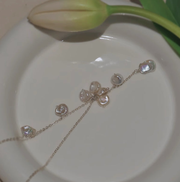 Petal Baroque Pearl and Silver Necklace