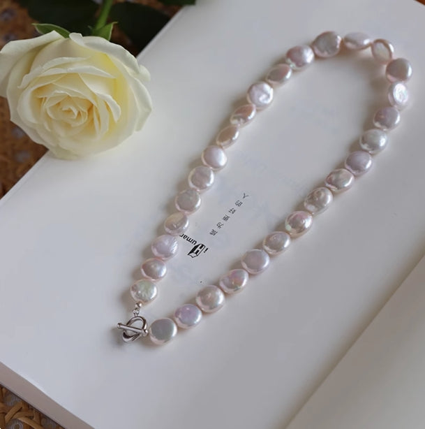 Full Baroque Button Freshwater Pearl Necklace