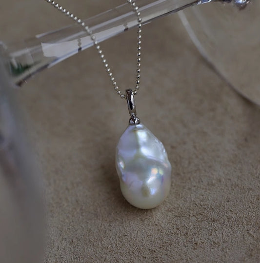 Water fish tail Rock pearl long sweater necklace