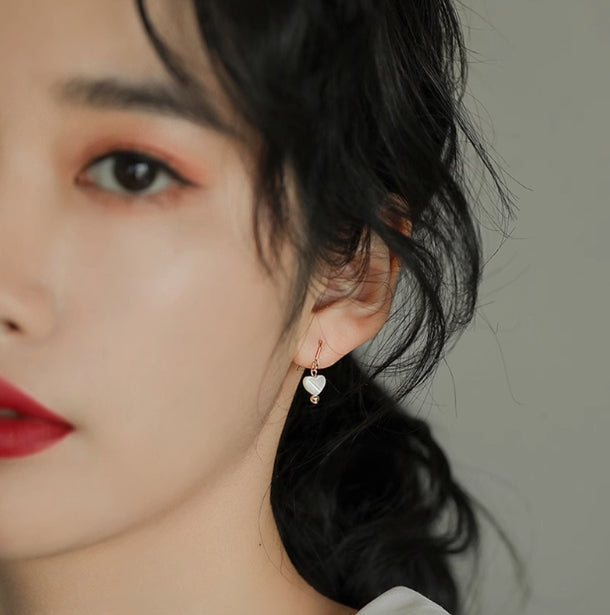 Deep Sea White Shell Mini Heart Earrings