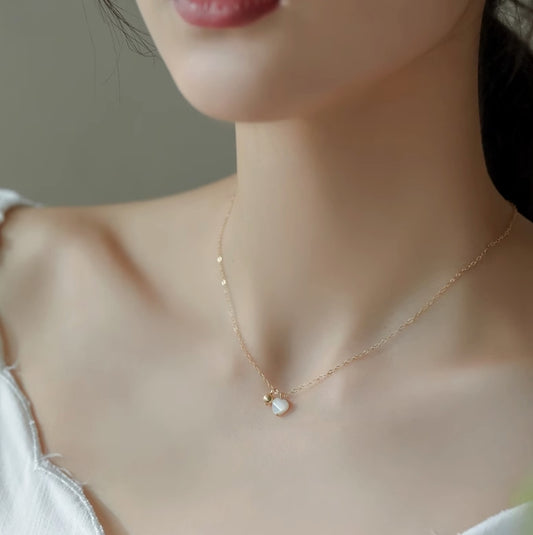 Deep Sea White Shell Heart Necklace