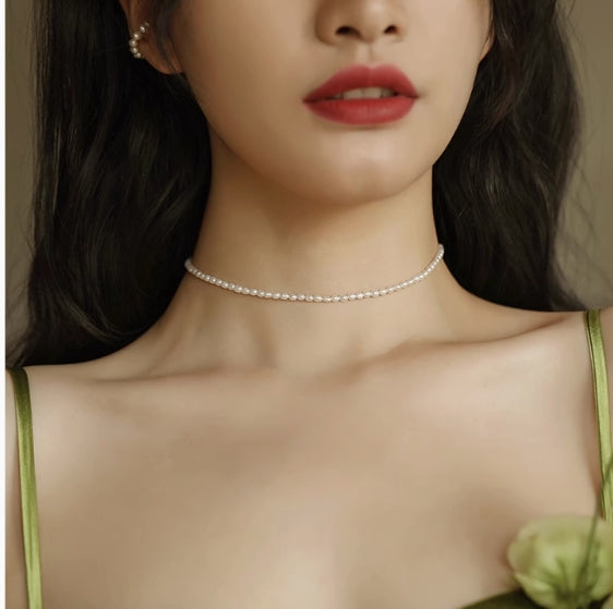 Freshwater Rice Pearl Choker Necklace