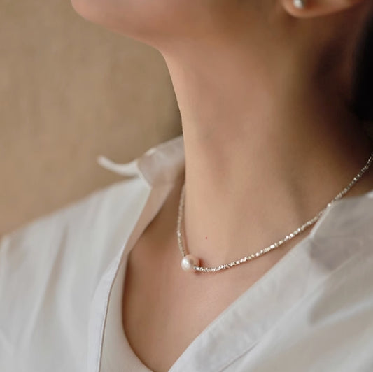Silver Freshwater Baroque Pearl Necklace