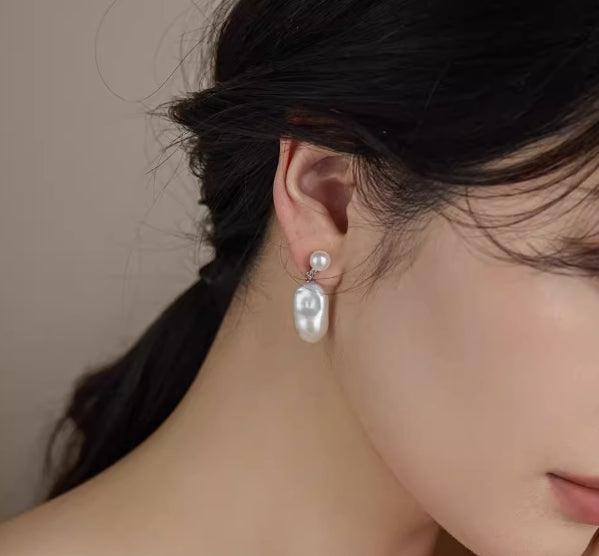 French light luxury niche irregular baroque colorful pearl earrings