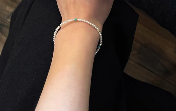 Natural pearls natural turquoise gold beads 1-2mm millet beads bracelet