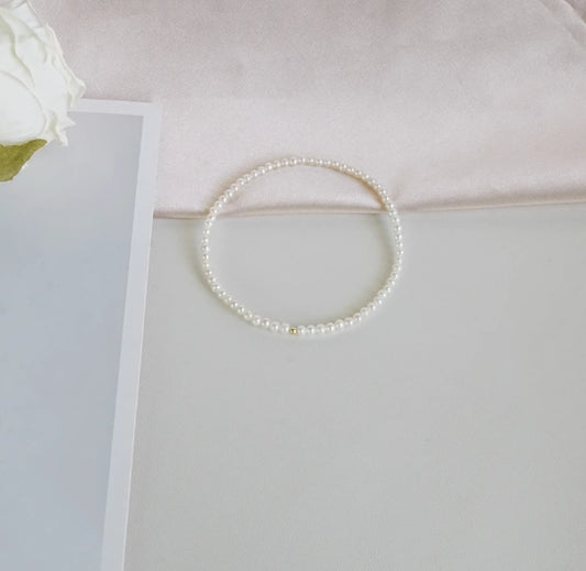 Rare 2mm ultra-fine natural freshwater small pearl bracelet