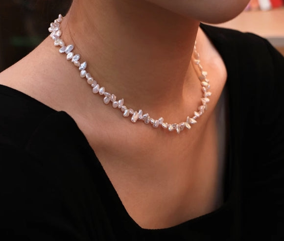 Mermaid Tears Freshwater Nucleus-Free Natural Pearl Petal Clavicle Necklace