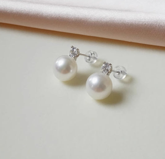 Large freshwater pearl earrings Classic princess style earrings