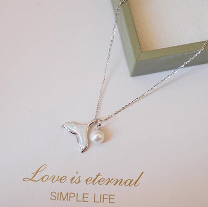 Mermaid Tail Natural Freshwater Pearl Pendant Necklace