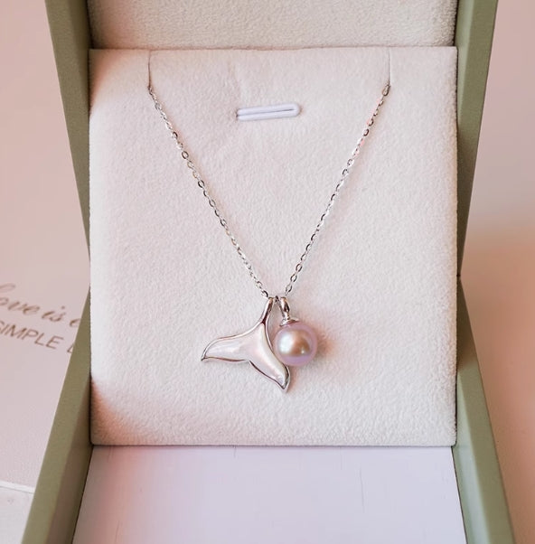 Mermaid Tail Natural Freshwater Pearl Pendant Necklace