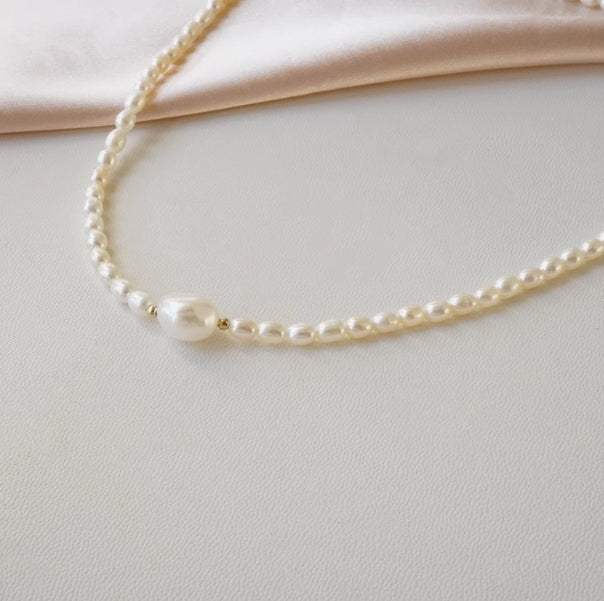 3mm Freshwater Rice Pearl Necklace