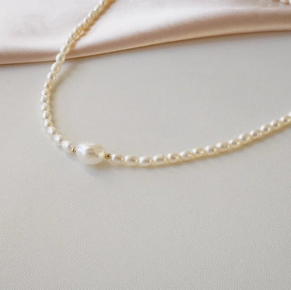 3mm Freshwater Rice Pearl Necklace