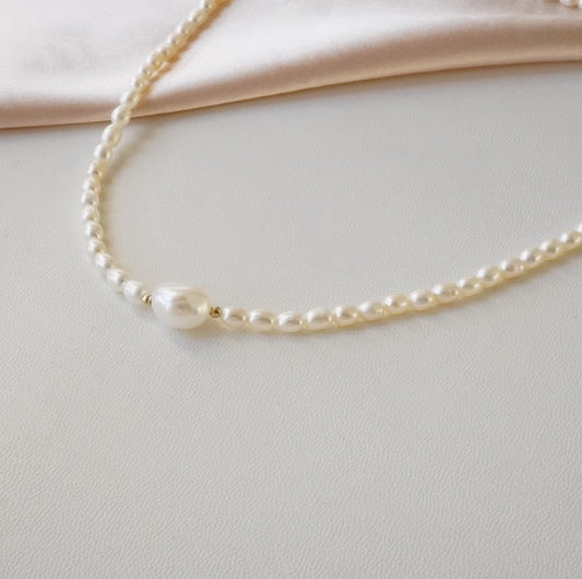 3mm Freshwater Rice Pearl Necklace