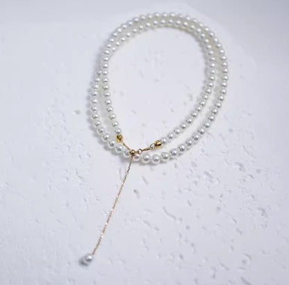 3mm comparable to seawater akoya pearls 18k gold aurora baby pearl necklace