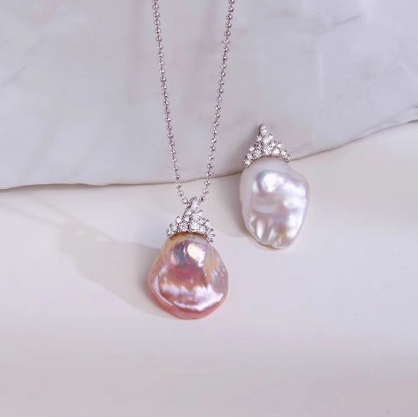 Ice Queen Baroque Pearl Pendant Necklace