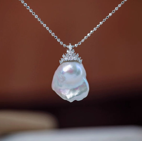 Ice Queen Baroque Pearl Pendant Necklace