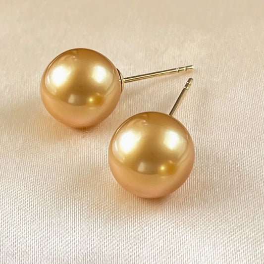 18k gold South Sea gold bead earrings