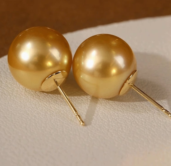 18k gold South Sea gold bead earrings