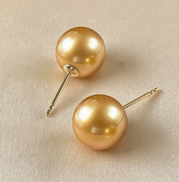 18k gold South Sea gold bead earrings