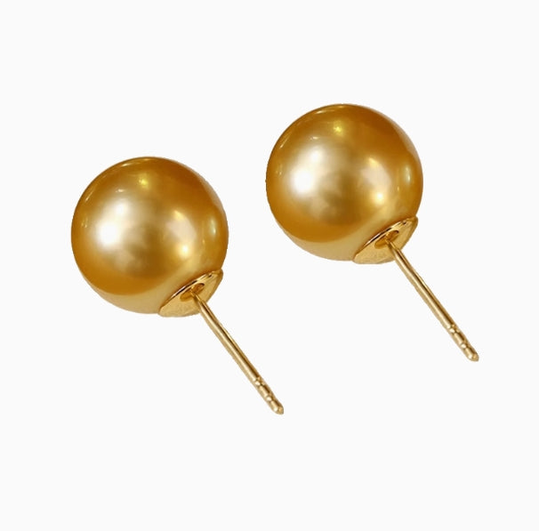 18k gold South Sea gold bead earrings