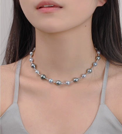 Japanese Akoya Seawater Really Many Stars Pearl Necklace