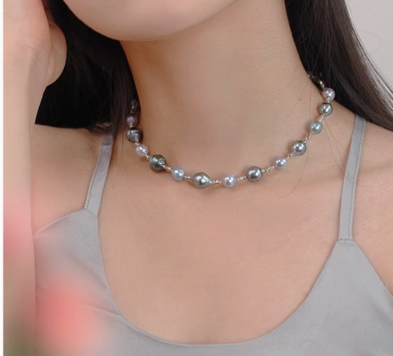 Japanese Akoya Seawater Really Many Stars Pearl Necklace