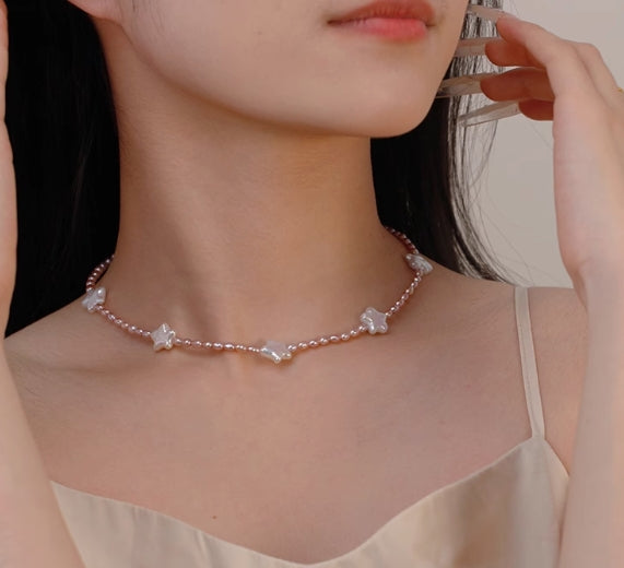 Pentagram Pearl Gypsophila Necklace