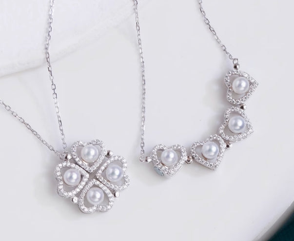 Pearl Pendant Clover Necklace